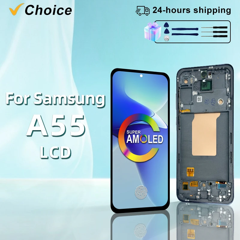 100-tested-66''super-amoled-for-samsung-a55-5g-a556b-a556e-a5560-lcd-display-touch-screen-digitizer-for-samsung-a556-lcd-frame