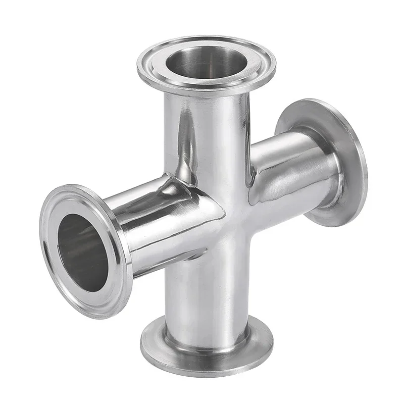 3/4'' 1'' 1.5'' 2'' Pipe OD 19-51mm Sanitary Stainless Steel 4 Way Cross Fitting Ferrule OD 50.5mm-64mm Fit 1.5'' 2'' Tri-clamp