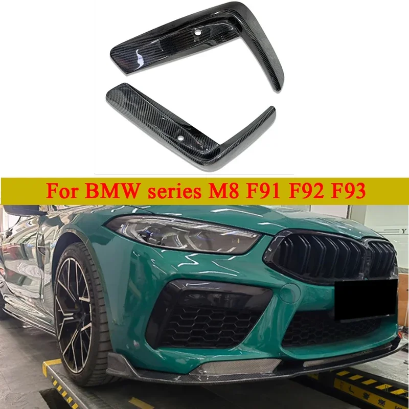 

Автомобильный передний бампер из углеродного волокна для BMW M8 F91 F92 F93 2017, ветровой нож, спойлер, нож для воздуха с объемной отделкой