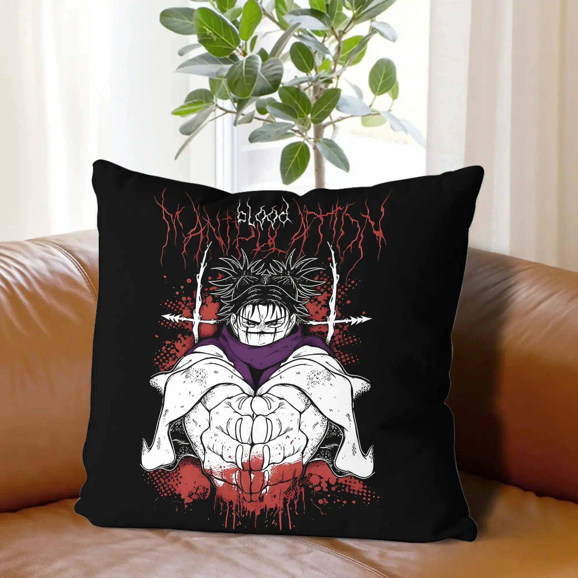 1pc Jujutsu Kaisen Fan Art Decorative Cushion Cover, 2D Print Polyester Pillow Case for Sofa Bed Car Office Home Decoration