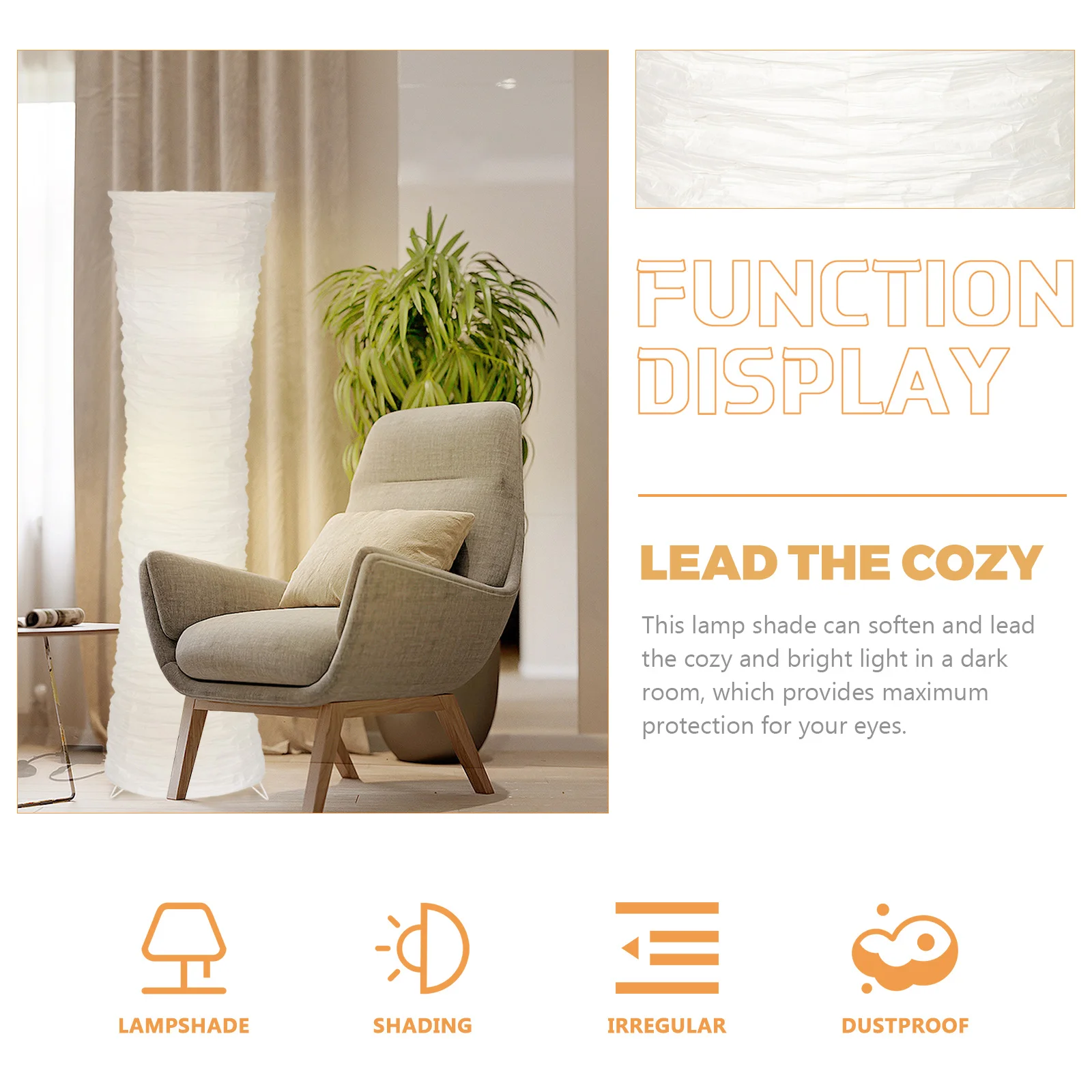 

Paper Floor Lamp Shade Nordic Simple Cover Practical Soft Light Protector for Relaxation Floor Lamp Shade
