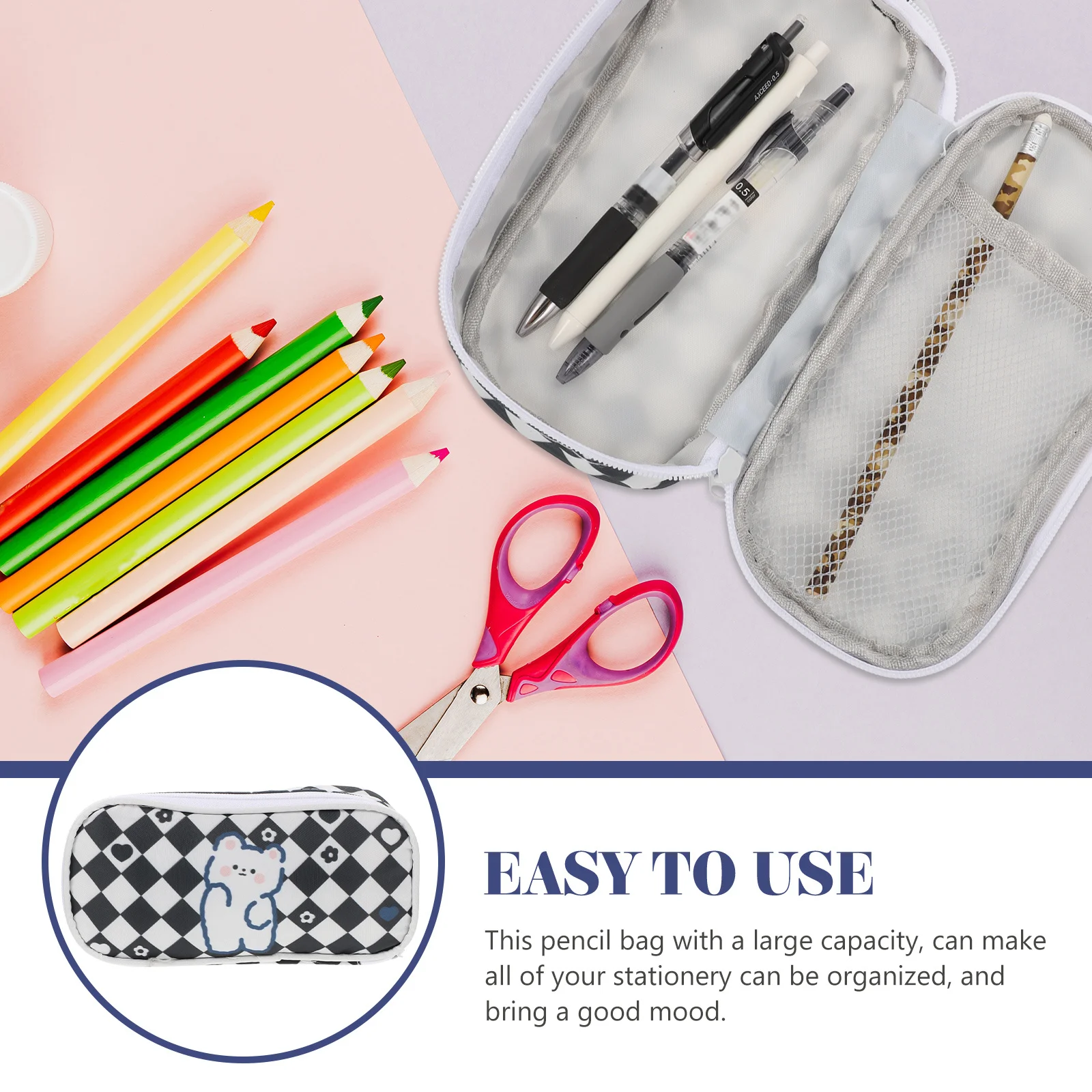 

Large Capacity Portable Pencil Case Multi-Function Pen Organizer School Supplies Storage Zipper Design Kids Pencil Holder