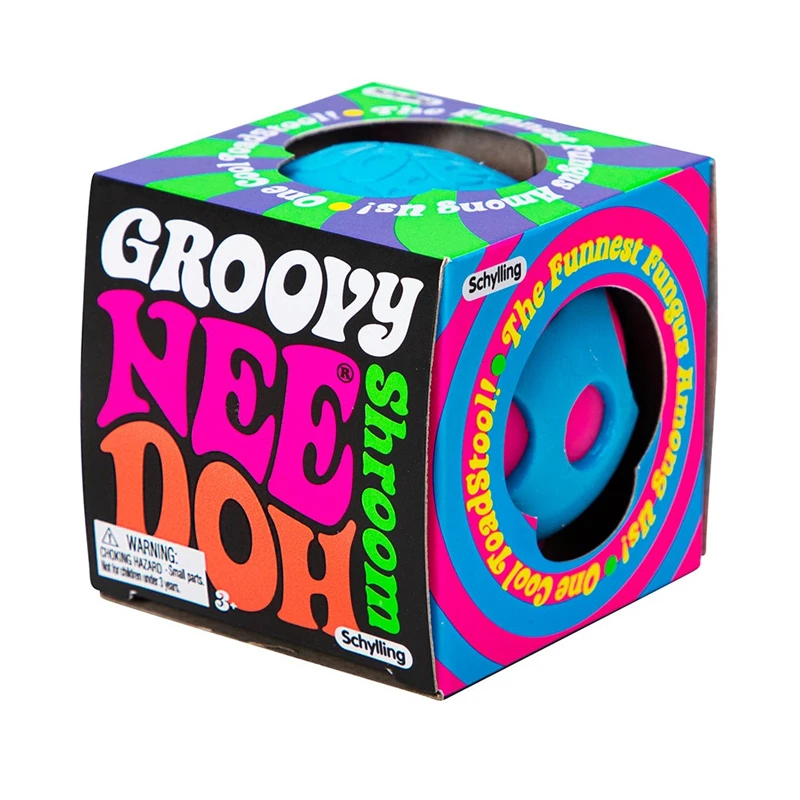 Schylling Needoh Groovy Shroom Fidget Sensory Toy Relief Mushroom Non-toxic Anxiety Squeeze Stress Pull Toy for Autism ADHD Gift