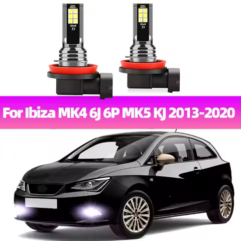 2Pcs LED Fog Lamp Bulbs For Seat Ibiza MK4 6J 6P MK5 KJ 2013 2014-2020 Car Front Fog Light White 6000K CSP Luces H8 H11 H16JP