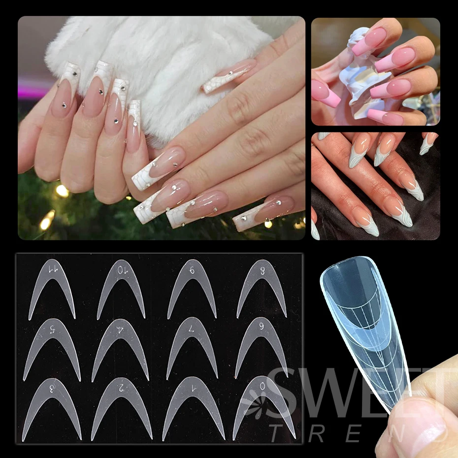 Dual Nail Forms False Tips For Gel Extension Quick Building French Mold Soft Silicone Pads Manicure Tools Nail Accessories Parts