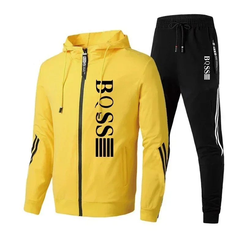 Tute da uomo pantaloni sportivi Casual stampa felpa con cappuccio con cerniera moda cappotto Versatile all'aperto abbigliamento sportivo da Jogging 2024