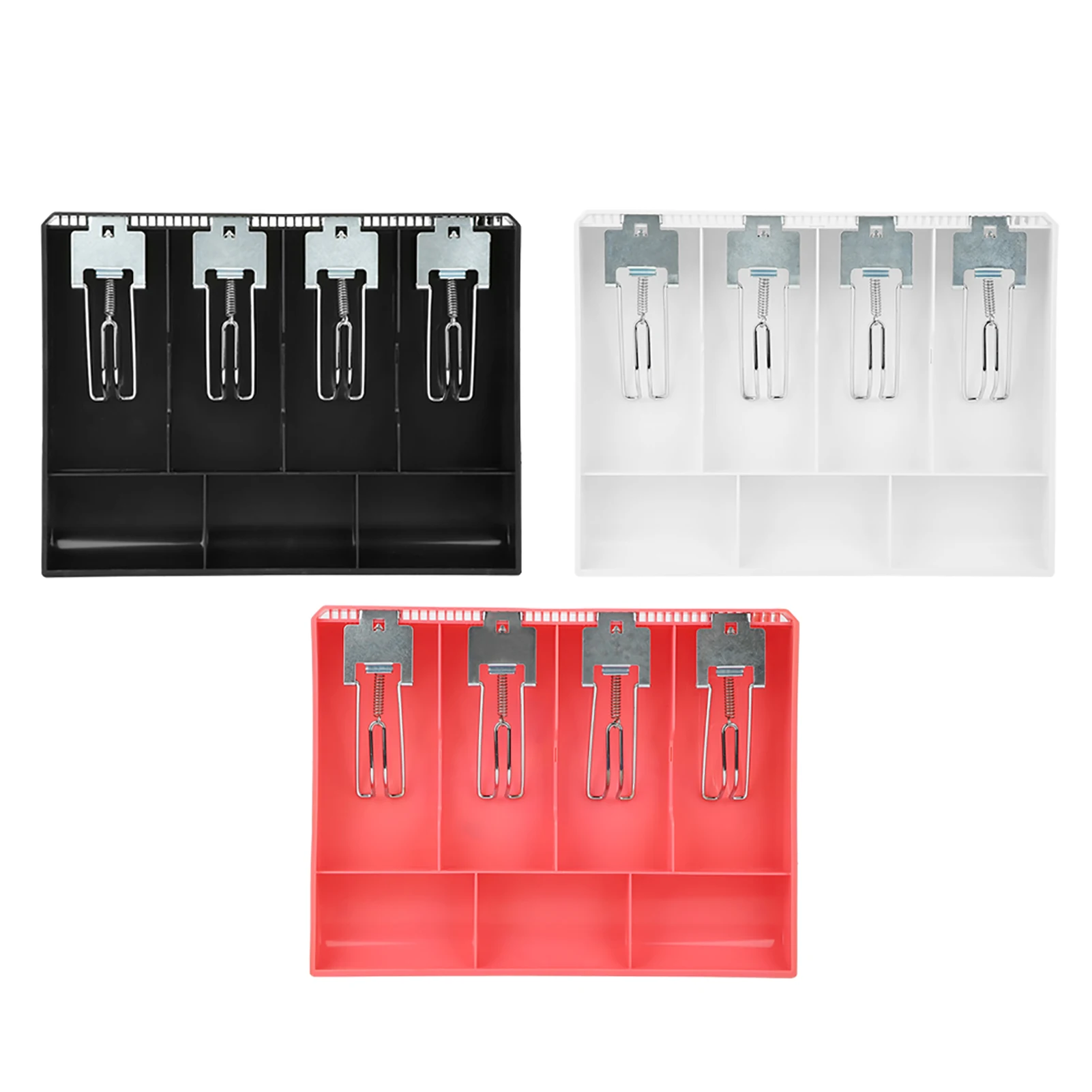 Cash Drawer Register Insert Tray Replacement Cashier Four Box with Metal Clip Cash Register Drawer Insert Cash Register Insert