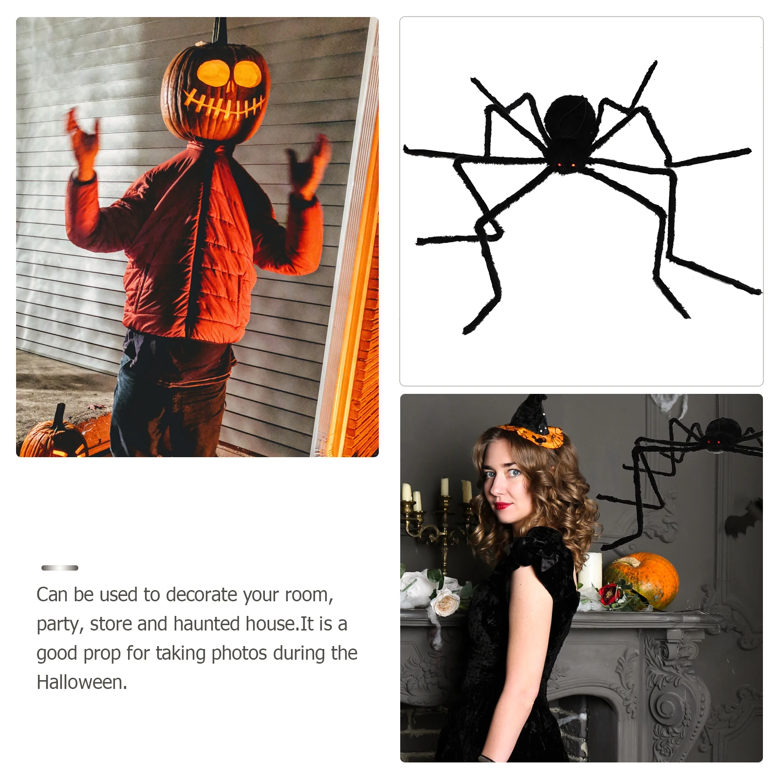 

Glowing Vibration Spider Toys Durable Decorative Props for Halloween Party Room Store Fake Spider Luminous Sound Scary