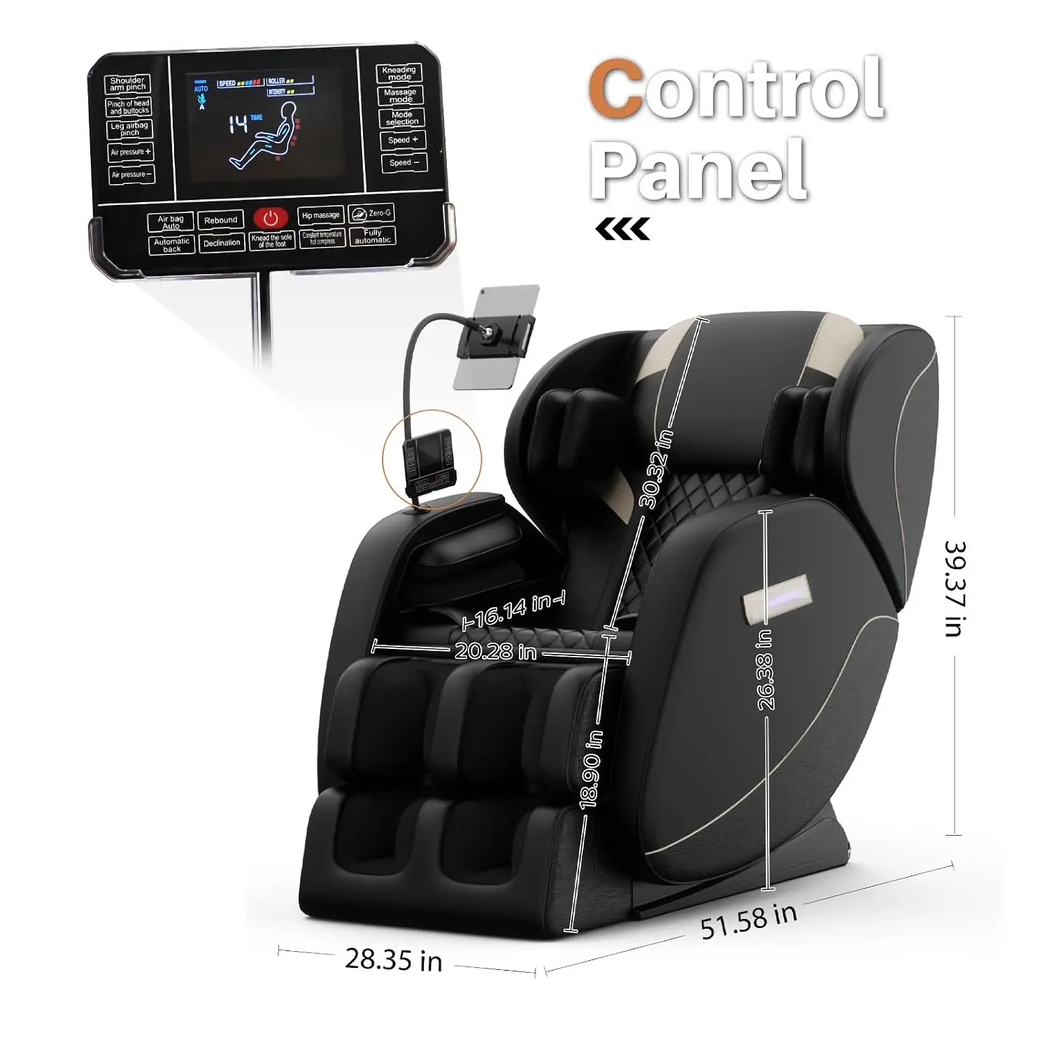 Massage Chair Full Body, Zero Gravity Massage Chair with Auto Modes, Airbag Massage, Foot Massage, 6 Fix Point, Customized