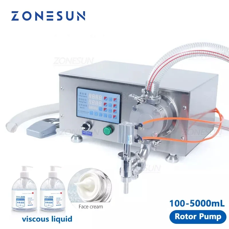 ZONESUN ZS-RPYT900 Semi Automatic Rotor Pump Cream Vaseline Filling Machine Gel Laundry Detergent Bottle Filler