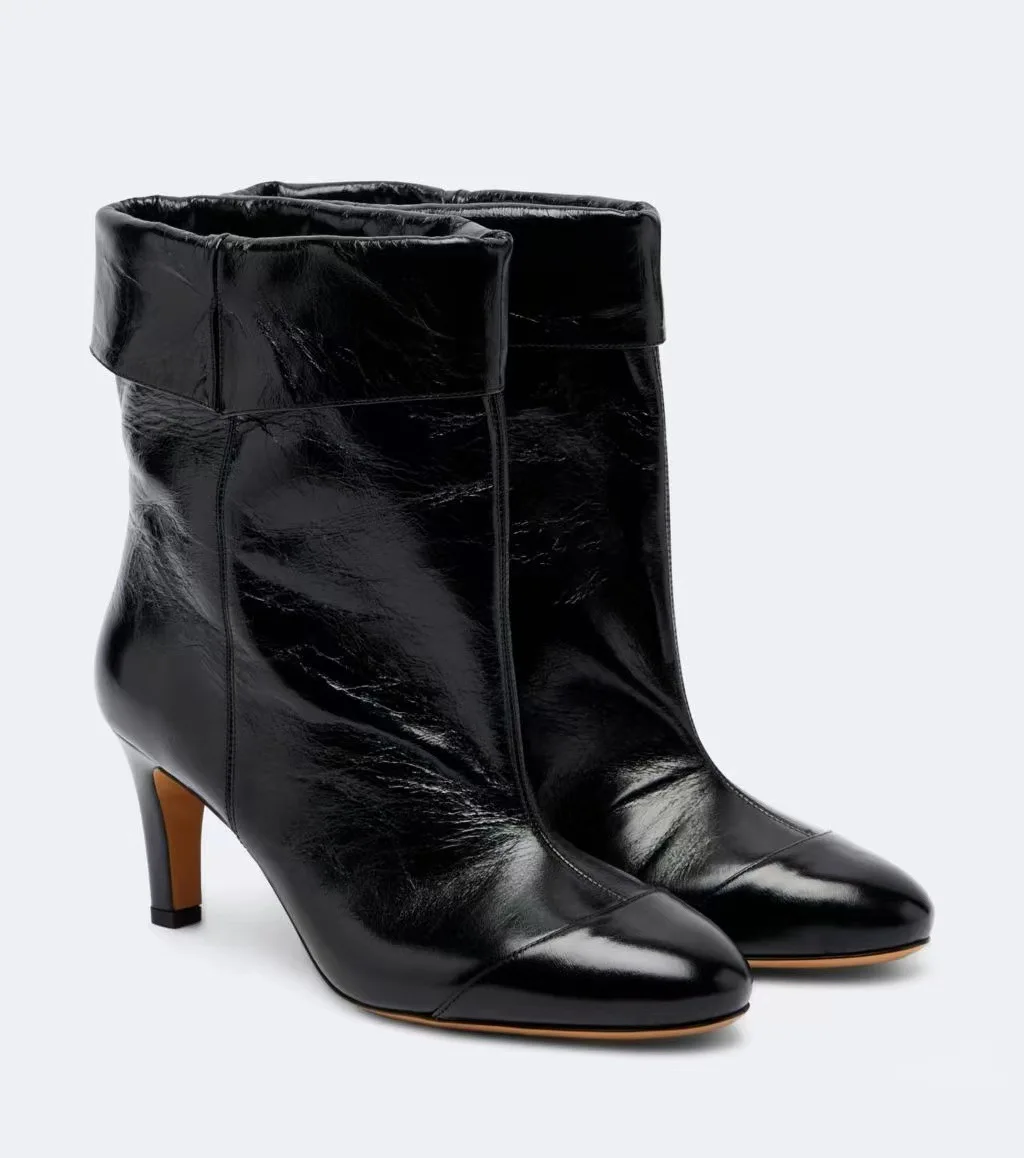 2026 Fall new in suede causal dress ankle boots Women‘s round toe black/brown leather high heels booties luxury designer shoes