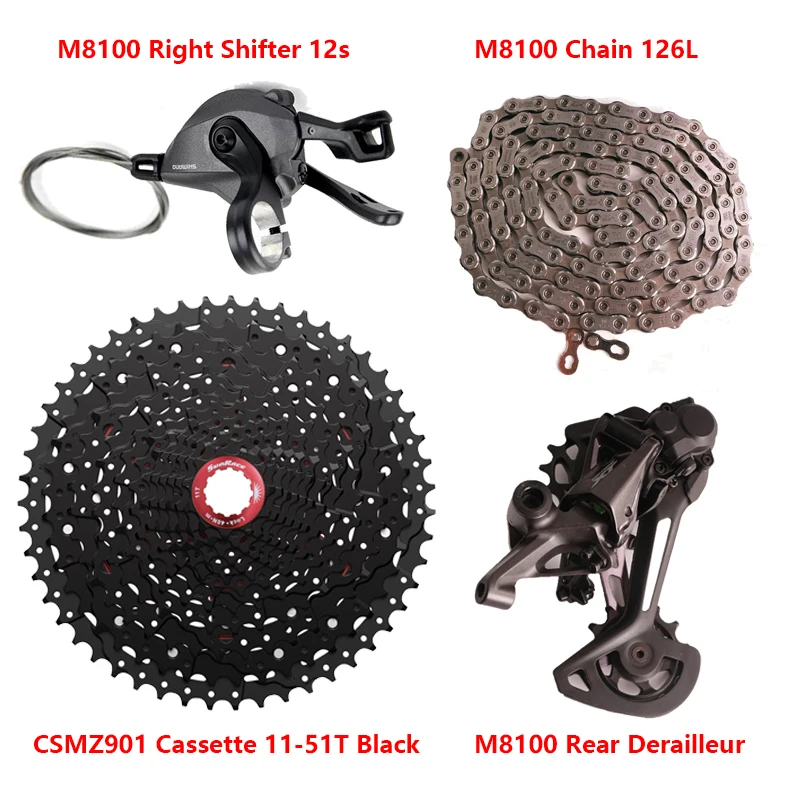 Shimano XT M8100 4PCS 12s Groupset Shifter+Rear Derailleur+Chain Sunrace CSMZ901 CSMZ903 Sunhine Cassette 46T 51T