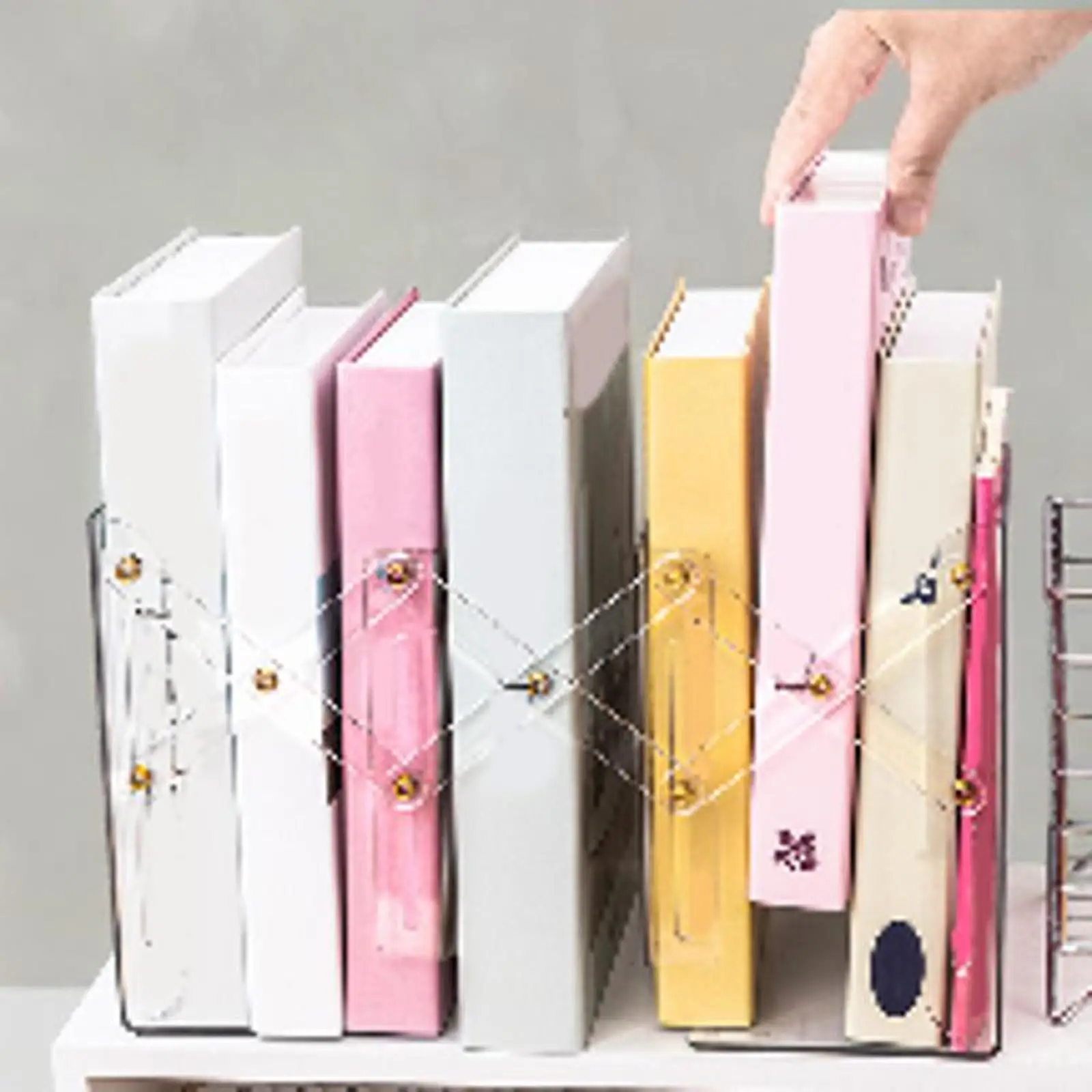 Adjustable Clear Bookend Decorative Clear Book End for Indoor Bedroom Desk