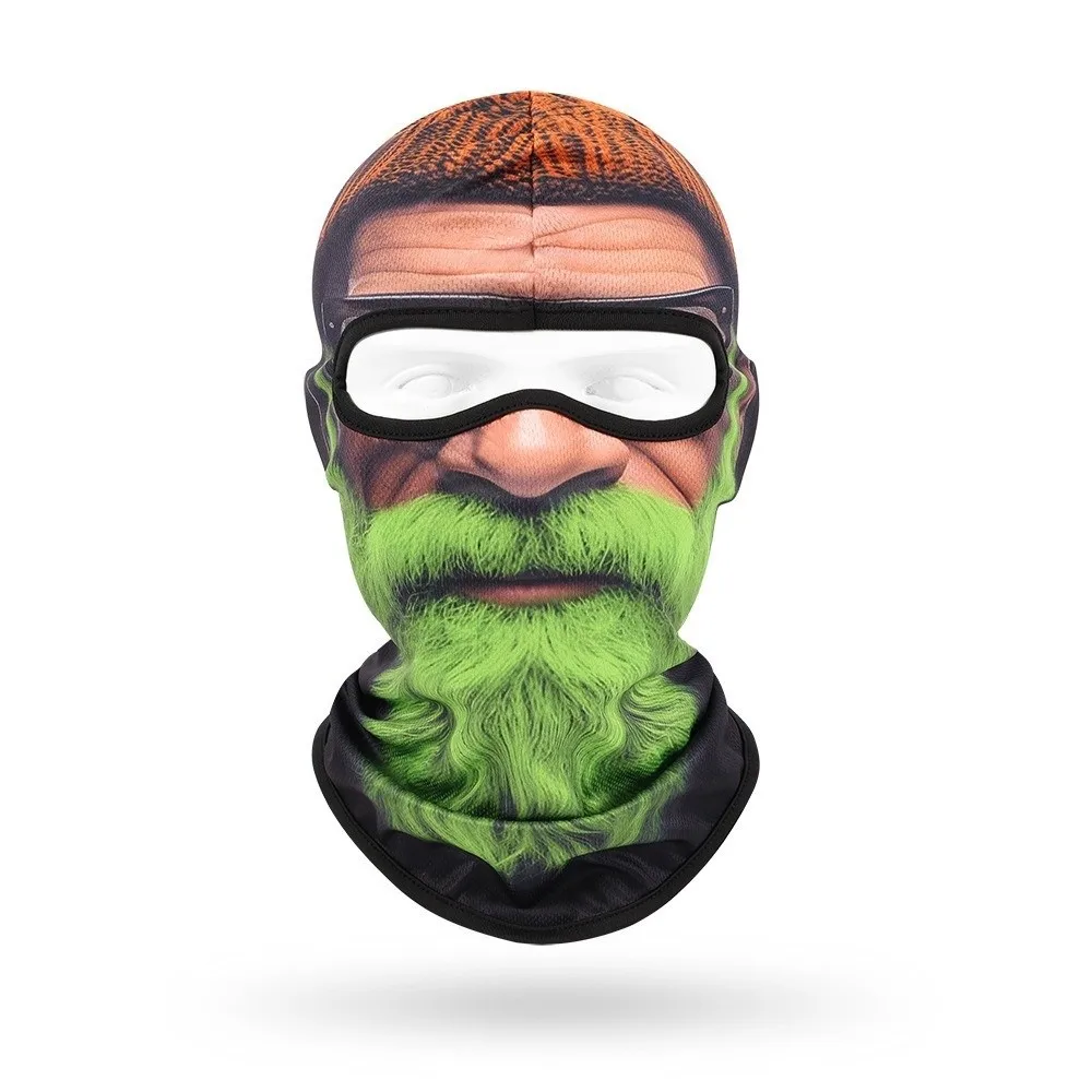 New Breathable Full Face Scarf Beard Pattern Sun protection Cycling Mask Unisex Printed Head Cover Cap Bicycle Cycling