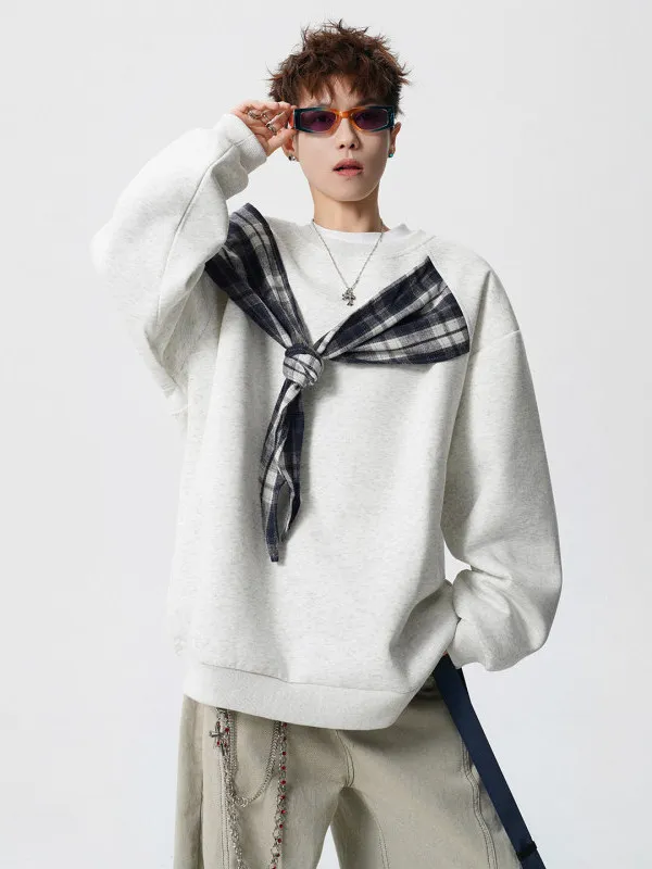 

Trendy American Plaid oulder Wrap Men's Hoodie Large Size round Ne Design Sensation Casual Winter Long Sve Zipper