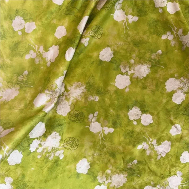 

Green rose full rayon fragrant gauze jacquard fabric Chinese cheongsam dress clothing for women's wear