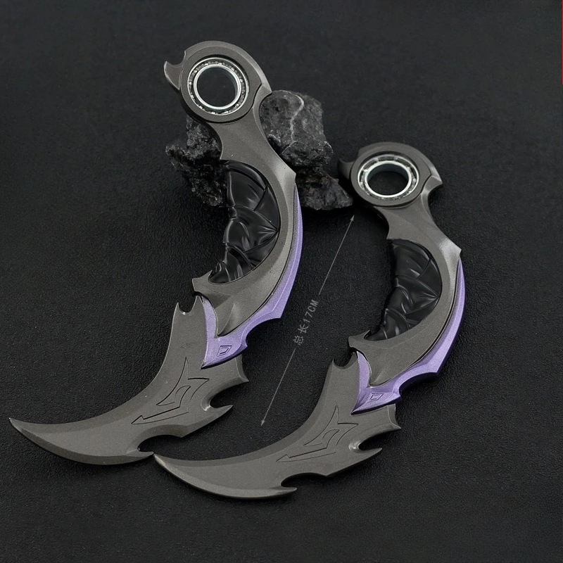 17 cm 6,7 pollici Valorant Reaver Karambit Girevole Melee Arma Modello in metallo Replica Gioco Spada Reale Coltello da addestramento Giocattolo di sicurezza Regali