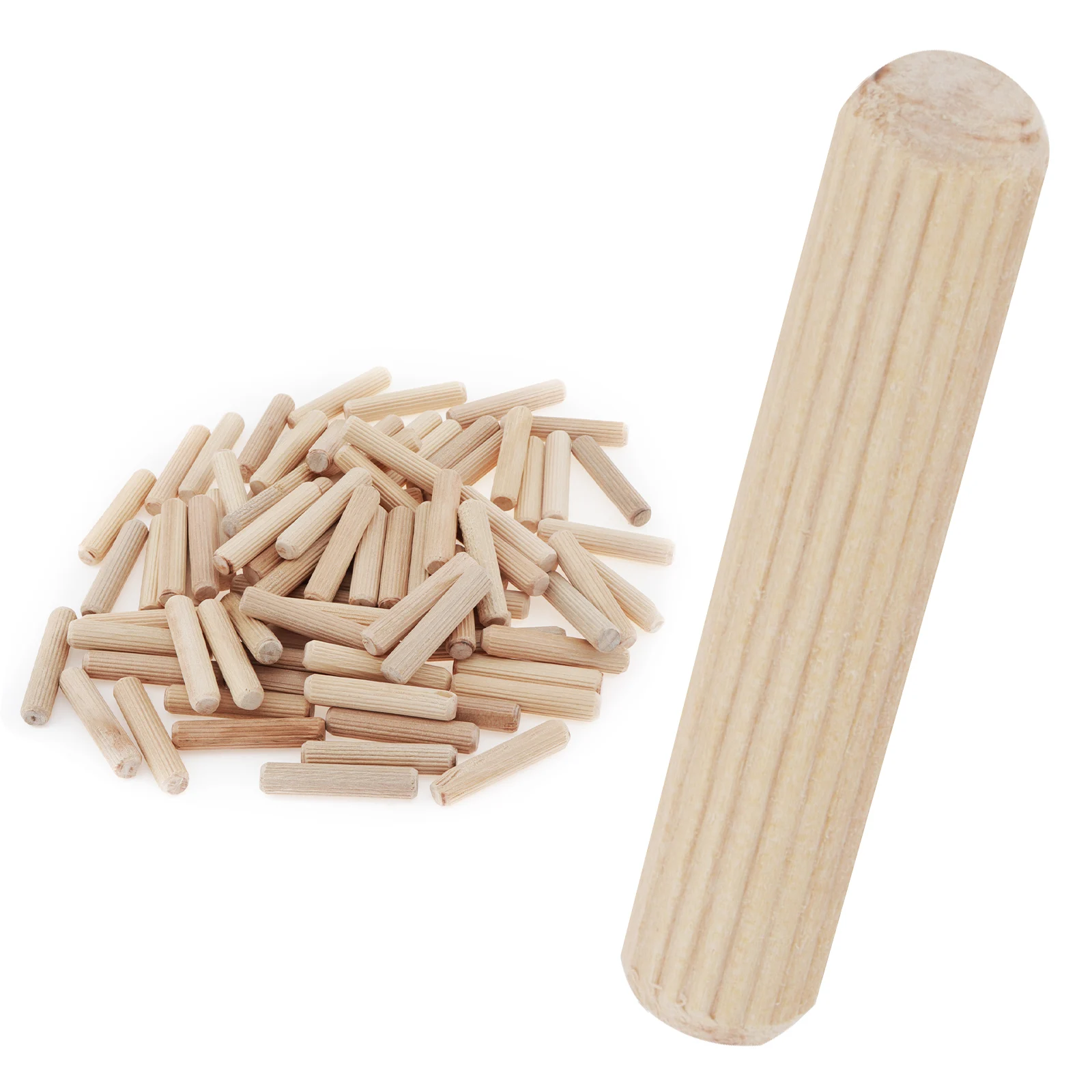 

100pcs Wooden Dowels Hard Wood Grooved Plugs Furniture Woodwork Fluted Pin Craft for Grooved Fluted Craft Carpentry