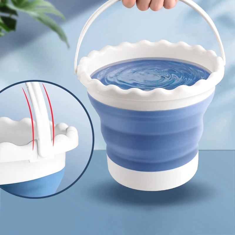 Collapsible Small Bucket, Foldable Silica Gel Tub,Space Saving Outdoor Waterpot for Garden Camping,Portable Fishing Water Pail