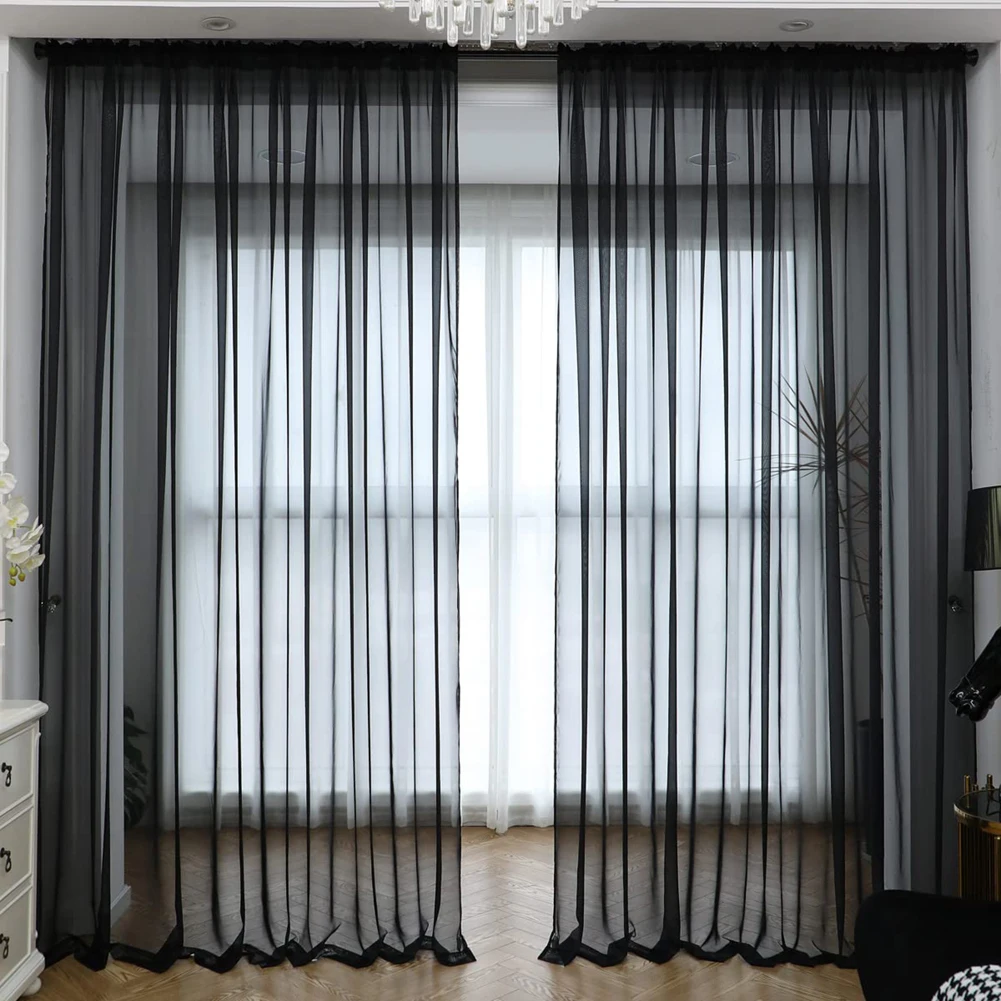 Schattierung, solide, weiße, durchsichtige Vorhänge für Wohnzimmer, Dekoration, Fenstervorhänge für die Küche, moderne Tüll-Voile-Organza-Vorhänge – Detail 23