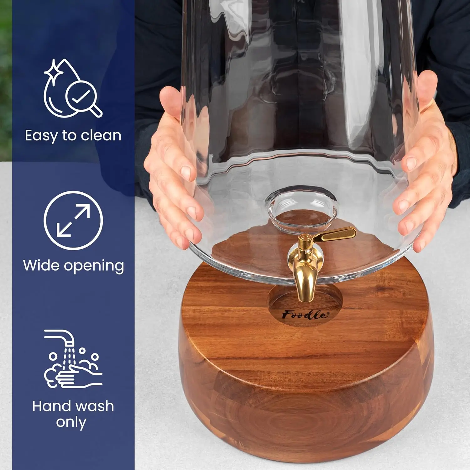Glass Beverage Dispenser with Spigot and Stand - Drink Dispenser for Serving