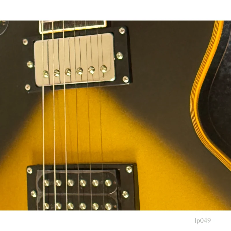 silver amber burst solid electric guitar, 22 frets, chrome hardware