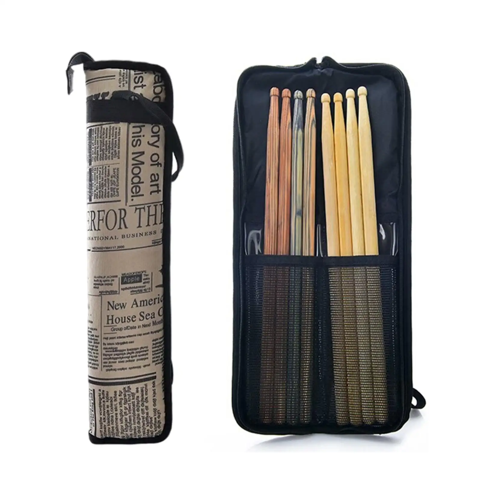 Printed Drum Stick Gig Bag Large Capacity Thicken Sponge Drumstick Carry Case 4 Pockets Water Resistant Drum Mallet Storage Bag