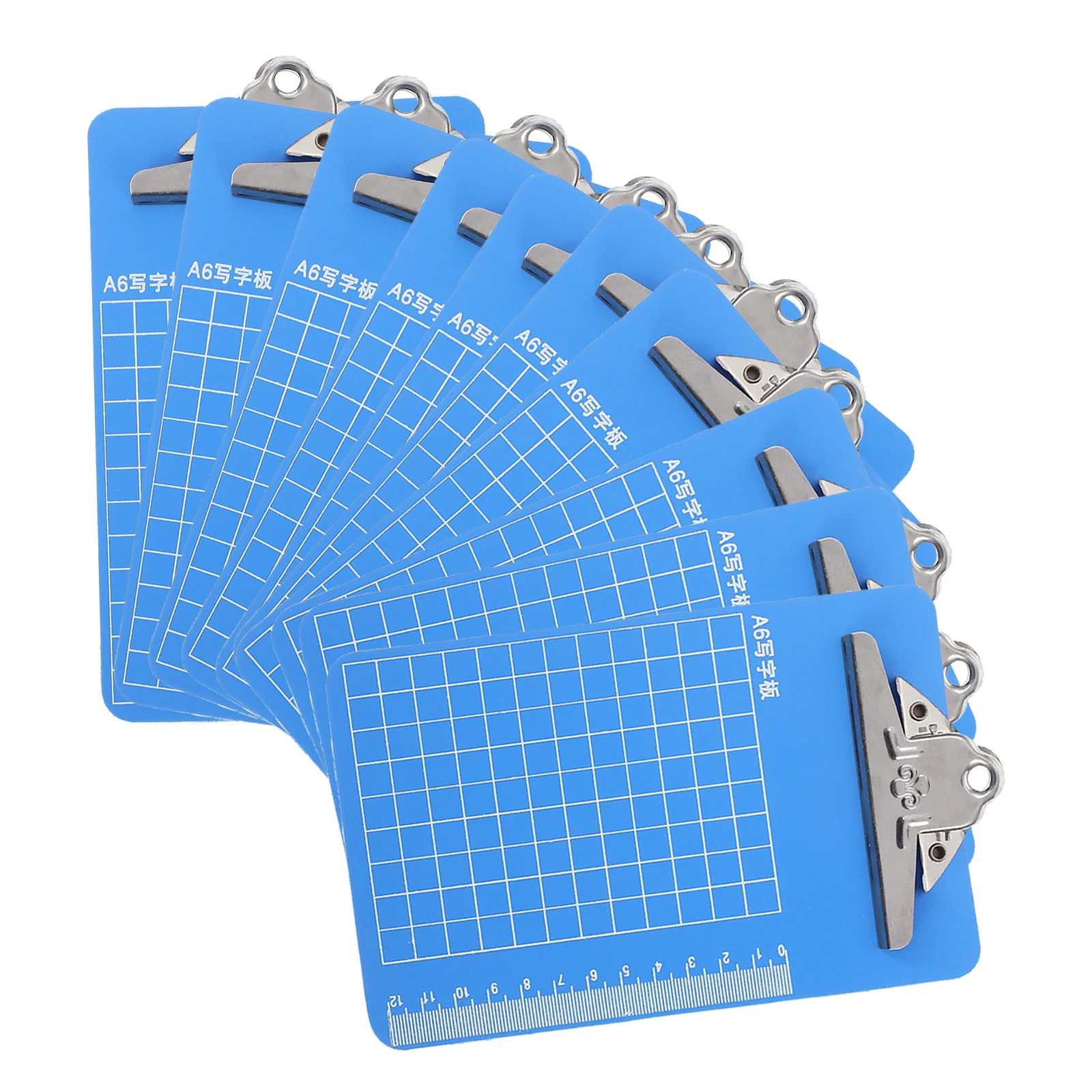 

10pcs Writing Clipboards Plastic Clip Board With Ruler Measurement A6 File Holder Space-Saving Hook For Office School