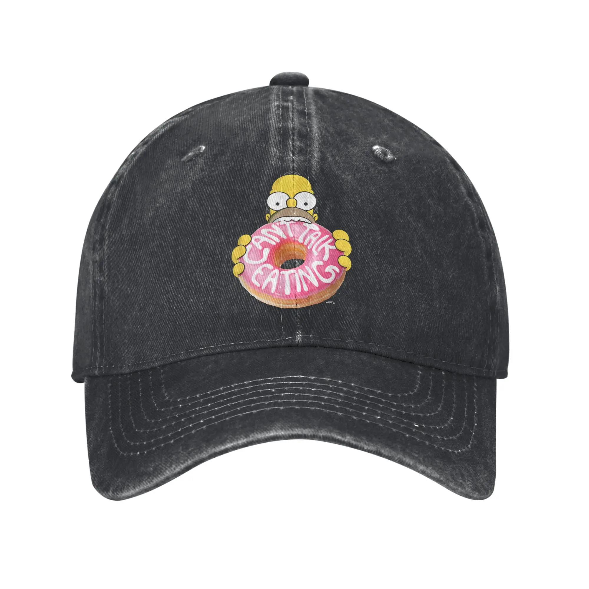 The S-simpson Homer Can't Talk Eating Donut Baseball Cap Sun  Hiking Fishing Men Adult Trendy Print Baseball Caps