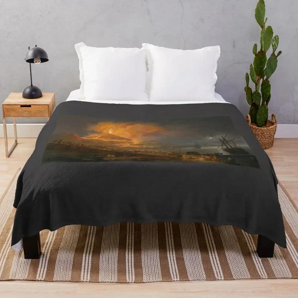 Pierre-Jacques Volaire - The Eruption of Mt. Vesuvius Throw Blanket warm winter halloween Luxury St Blankets