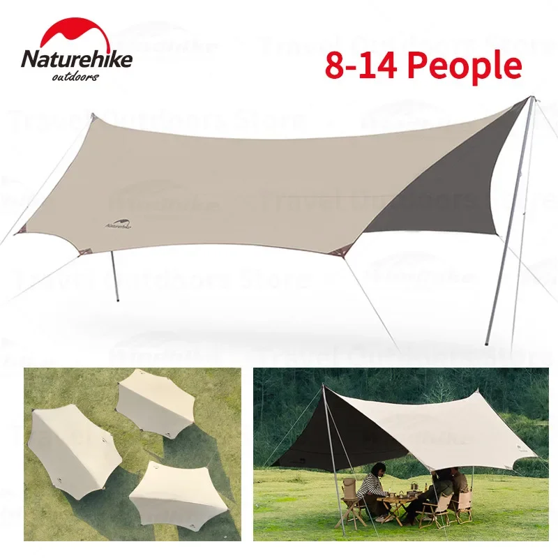 Naturehike GLACIER Canopy 8-14 People Tarp Shelter Awning Large Shade Vinyl Black Coating Cloth UPF50+ Waterproof NH19TM004