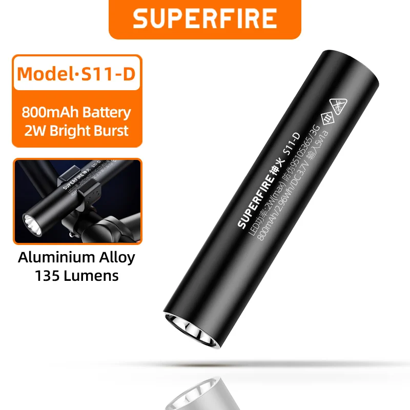 

SUPERFIRE S11-D Portable EDC Flashlight Mini Torch Camping Outdoor Light 4 Modes USB Rechargeable Aluminum Alloy Led Lights