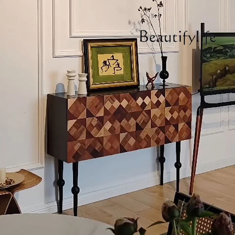 

Французский шкаф на крыльце из цельного дерева, простой средневековый входной входной стол, художественный американский обеденный край, настенный роскошный шкаф для прихожей