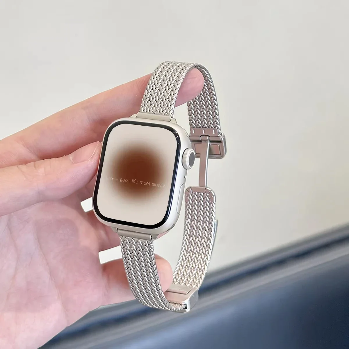 

Magnetic Folding Loop Band For Apple Watch S10 42/46mm 9 8 7 41/45mm Slim Stainless Steel Strap For iwatch SE 6 5 4 40/44mm 38mm