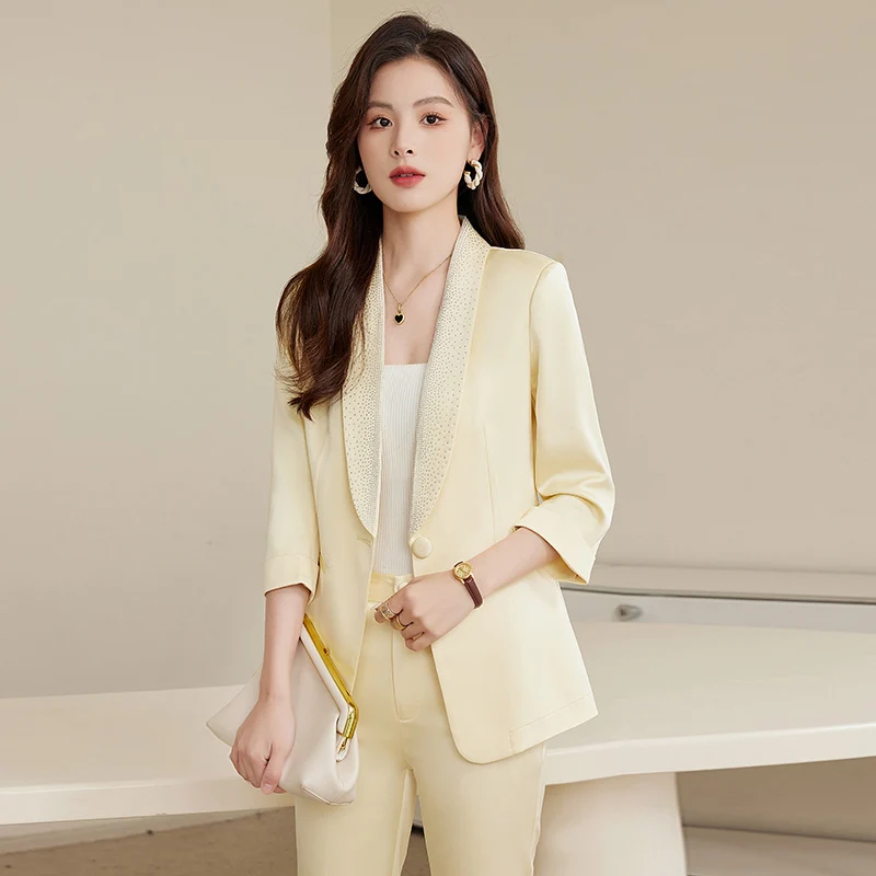 

Women Formal Luxury Suits Office Ladies Elegant Blazer Jacket Tops And Pants Two Pieces Set New Matching Outfits Traf Clothes