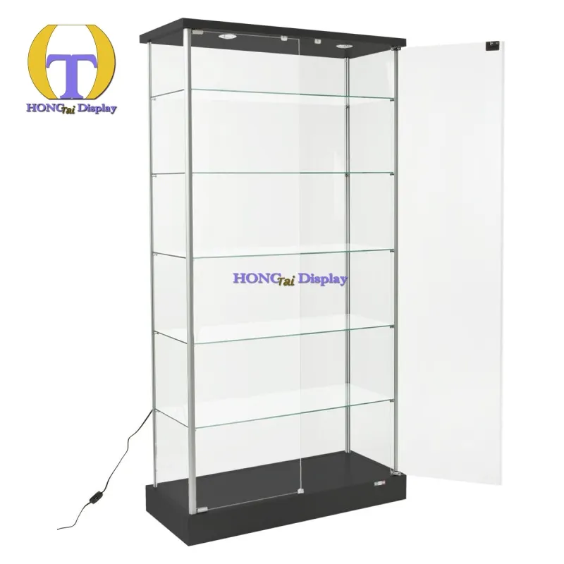 Custom.Smoke Shops Supplies Accessories Modern Glass Fixtures Display Retail Vitrine Pour Salon Store Window Tall Glass Showcase