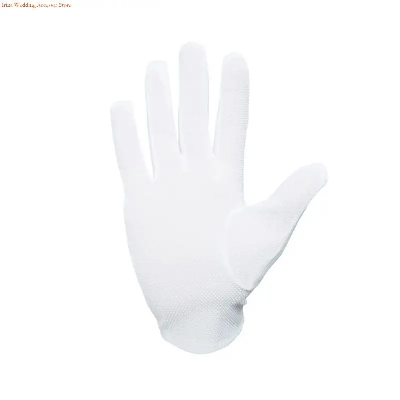 G92D White Gloves With Nonslip Dotted Formal Event Etiquette Gloves For Women Men Driving and Working Ceremony Hand Gloves