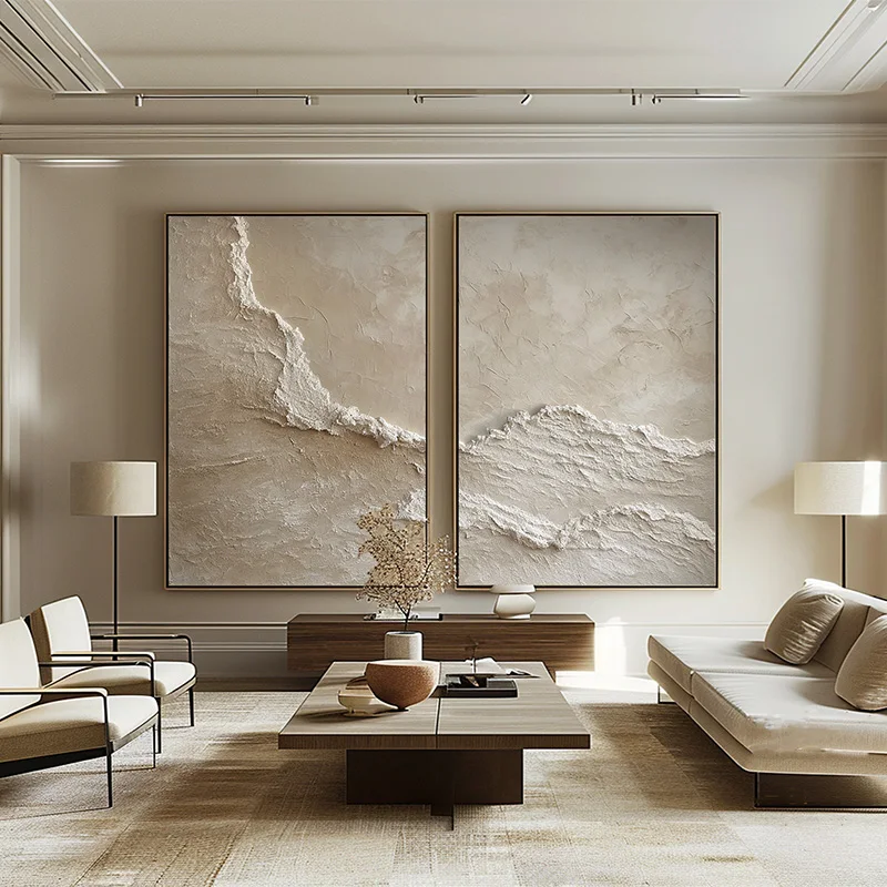 Wabi Sa Chinese Antique Style, Decorative Painting Behind The Sofa In The Living Room, High-end Sense Homestay Background Wall,