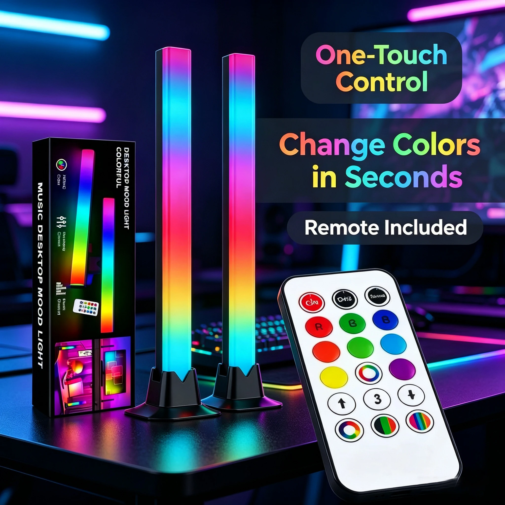 USB LED Light Bar RGB Color Changing TV Backlight Remote Symphony Atmosphere Light Strips Music Rhythm Ambient Pickup Lamp Decor
