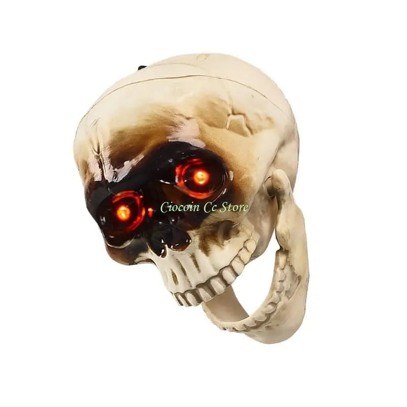 X90F Halloween Animated Skull with Sound Detection and Glowing Eye Hanging Decoration for Haunted House Parties Supplies