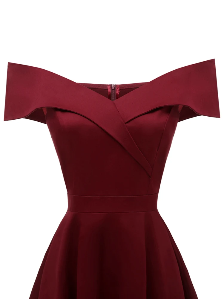 Tonval Vintage Off the Shoulder Party Sexy Evening Birthday Dresses Prom Elegant Women Fit and Flare Cotton Dress