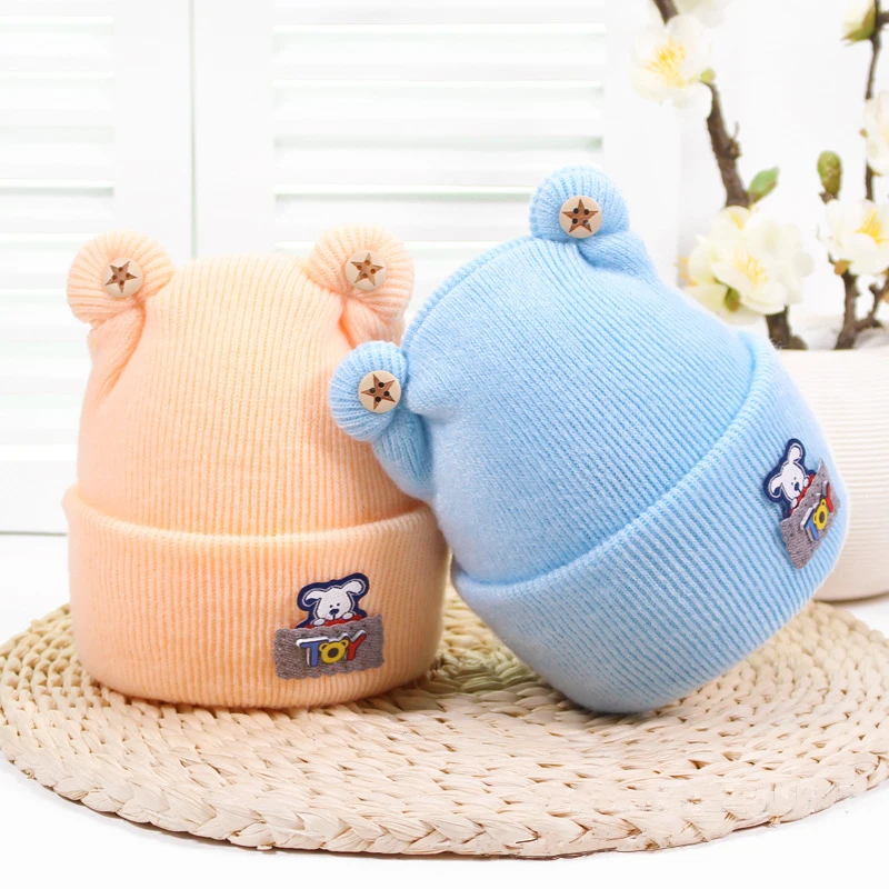 Baby Kids Girl & Boy Hats Autumn Winter Soft Warm Crochet Knit Cartoon Beanie Cap Cute Children Hats Winter for 0-6 Months Baby