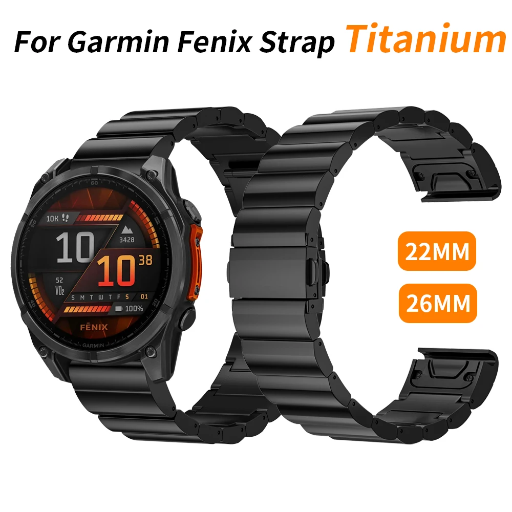 【セール中】26mm 22mm クイックフィット チタンストラップ Garmin Fenix 8 E 7 7X 6X Pro/Tactix 8 Epix Pro Gen 2 51mm 47mm/Enduro 3 メタル ウォッチバンド対応