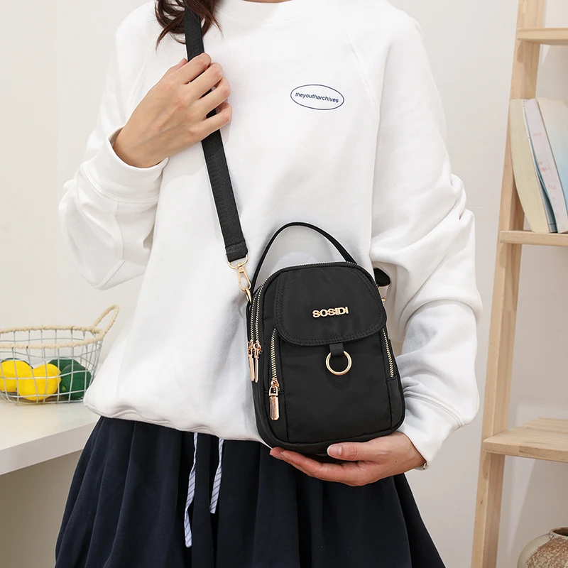 Leichte Damen-Umhängetasche aus Nylon, mehrfarbig, lässige Schultertasche, kompakte, stilvolle Handtasche für Arbeit, Reisen und den täglichen Gebrauch – Detail 11