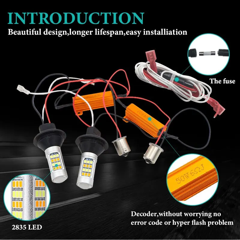 T20 W21W WY21W 7440 BA15S BAU15S 1156 Carro LED 42LED 2835 DRL Auto Luz Diurna Luz de Nevoeiro Vire Luz de Estacionamento