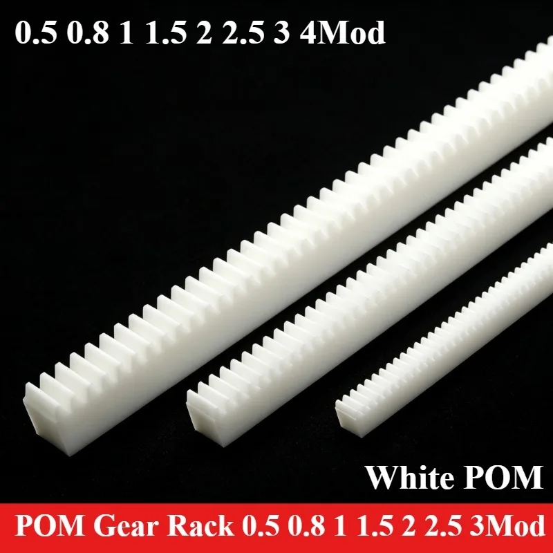 1Pc Mod 0.5/1/1.5/2-4 White POM Plastic Gear Rack Spur Linear Rack Length 300/500mm for 3D Printer RC Robot DIY Mechanical Parts
