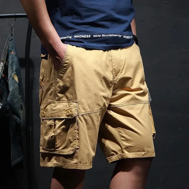 Mens Cargo Shorts Oversize Solid Khaki Short Pants for Men Big Size New in Comfortable Tall Strech Summer Jorts Vintage Wide Y2k