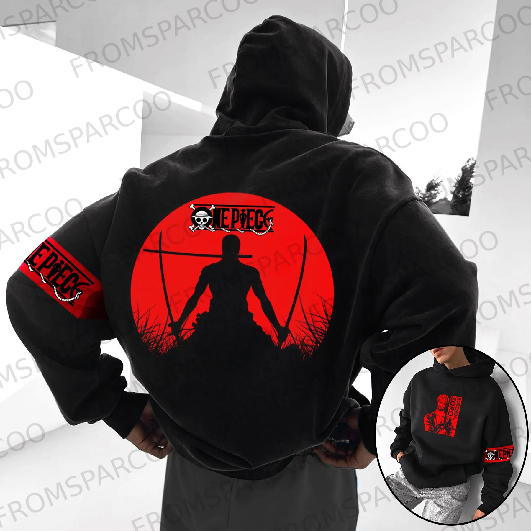 

ONE PIECE Одежда для родителей и детей, осенне-зимняя японская толстовка с капюшоном Hotblooded Animation, классический мужской и женский топ