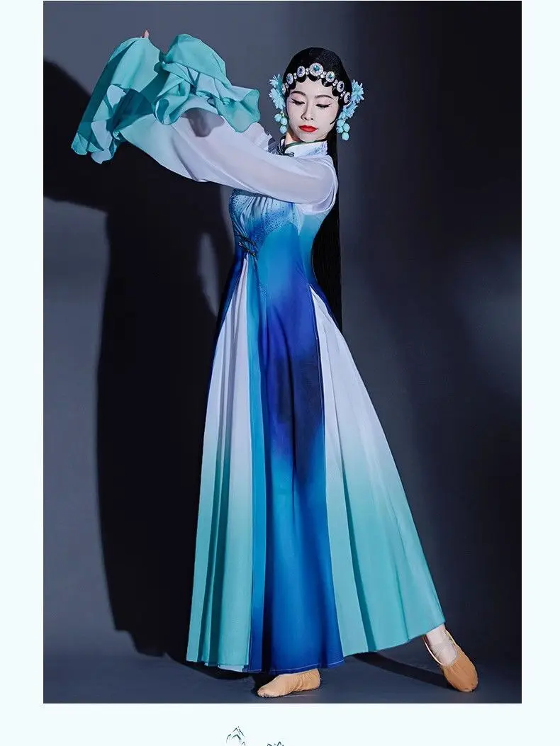 Traditional Chinese Style Women's Opera Costume With Sleeves For Dance Performance, Classical Dance Hanfu, Huadan Peking Opera,