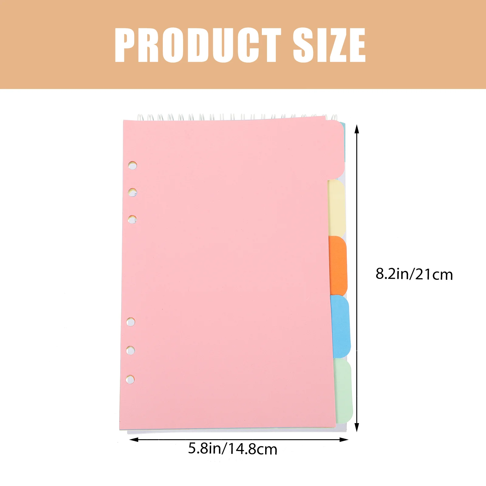 1 Set 5 Colors Tab Dividers A5 Index Classified Lables 6-Holes Colorful Filler Project Sorter Pages for Ring Binders Planner Not